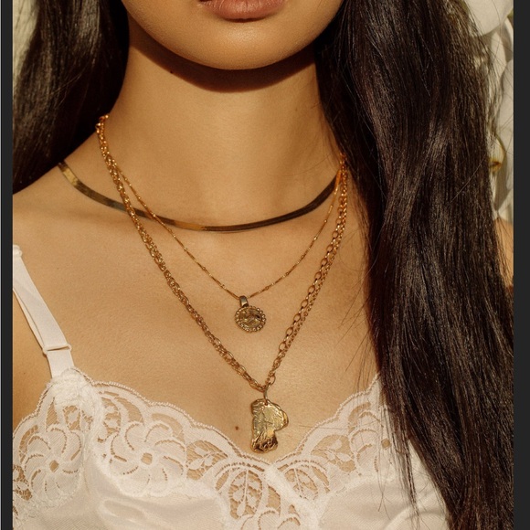 Pamela Card Jewelry Heavenly Flight Amulet Necklace, 24K Gold Plated, Coin - Picture 2 of 5